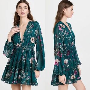 Free People Dress Free People Cherry Blossom Mini Dress Teal Jewel Tone Boho NWT